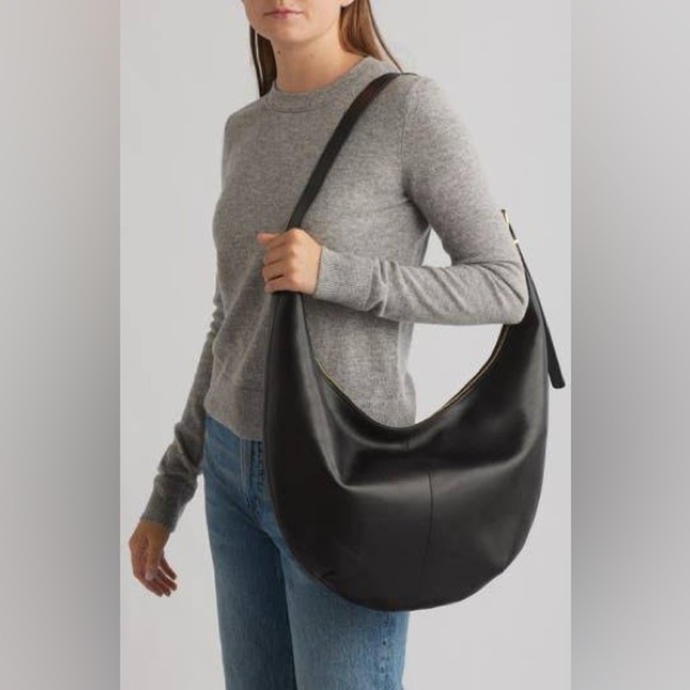 Madewell Black Leather Hobo Bag